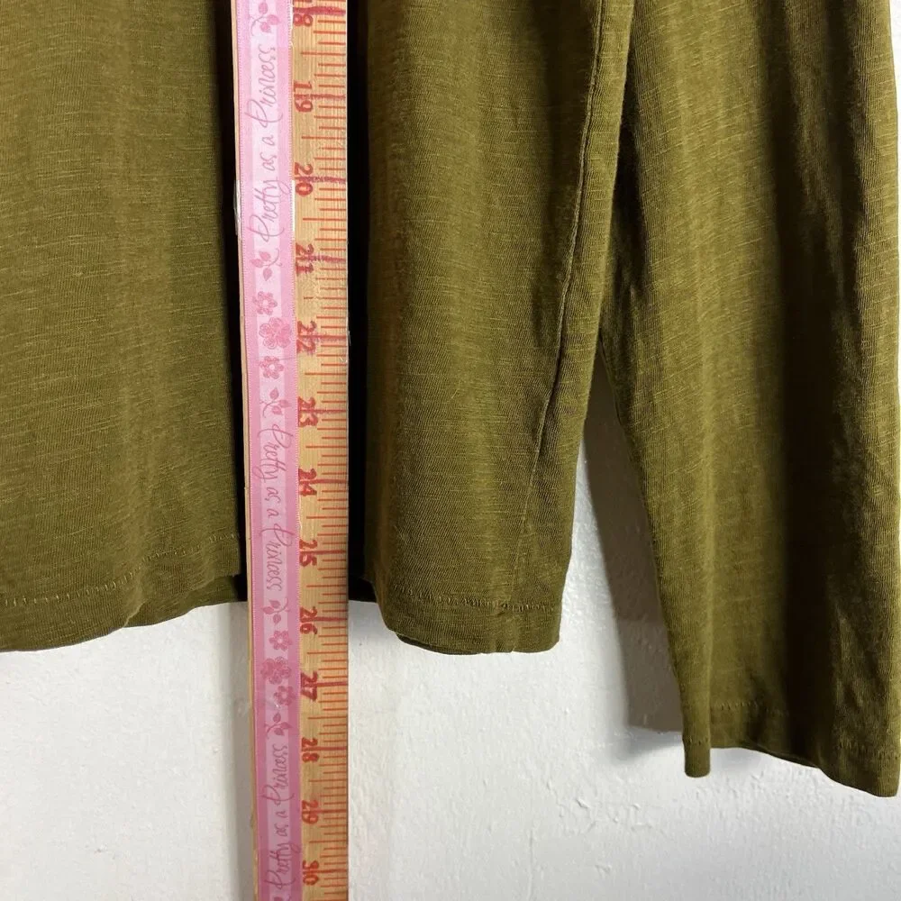Sonoma Everyday Tee Women’s L Olive Green 100% Cotton Long Sleeve Knit Top